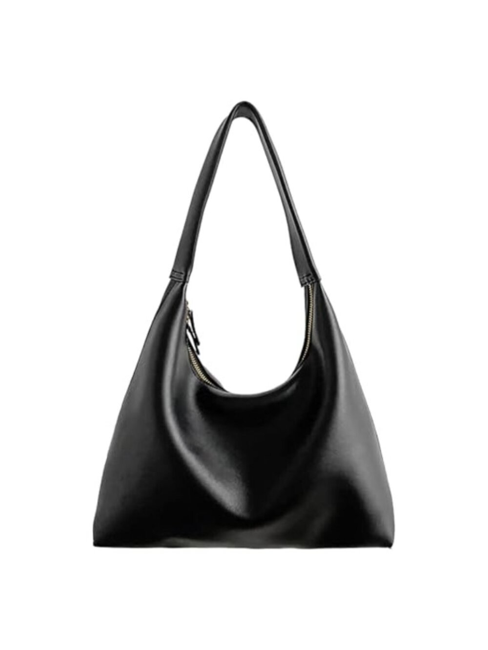 Vegan Leather Hobo Shoulder Bag Small Slouchy Crescent Tote Purse